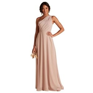 Birdy Grey Kira Chiffon Bridesmaid Dress in Taupe Sz Large Mocha Cream